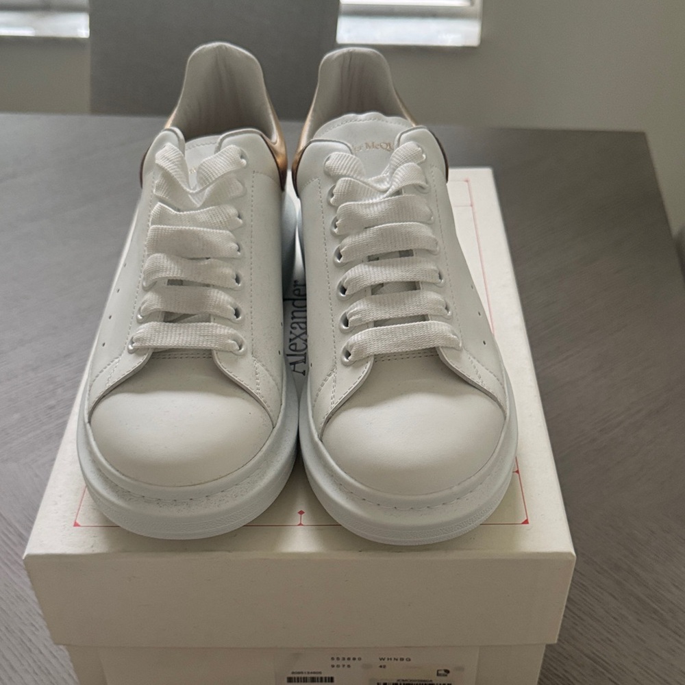 Alexander McQueen White and Gold Sneakers
